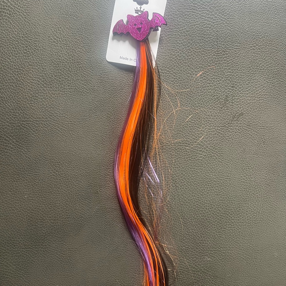 Halloween Bat Hair Clip with Orange and Purple Streaks - Picture 1 of 4